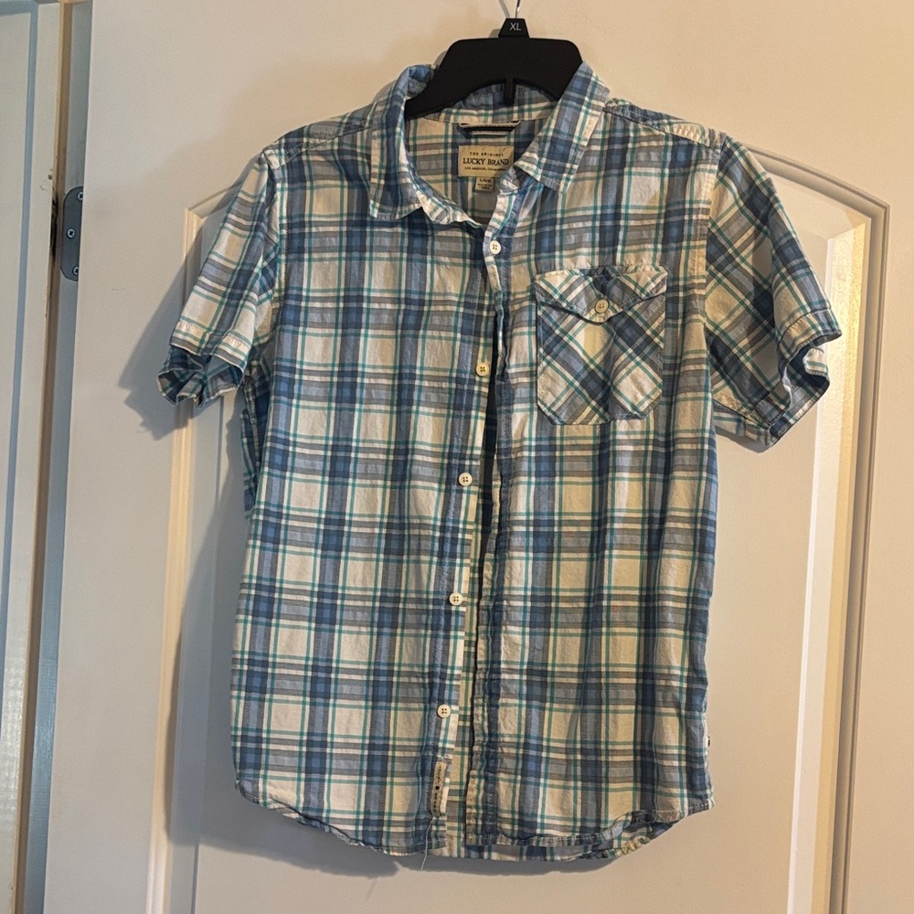Lucky Brand Light Blue Plaid Button Down Shirt
